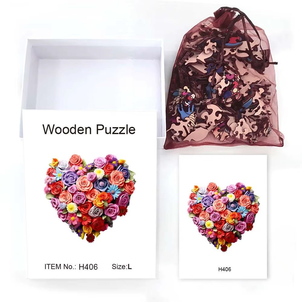 Lebensfreuden - Holzpuzzle Blumenherz - Lieferumfang