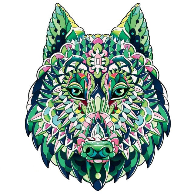 Einzigartige Holzpuzzle "Fabel-Wolf" - Wolf 4 - Lebensfreuden