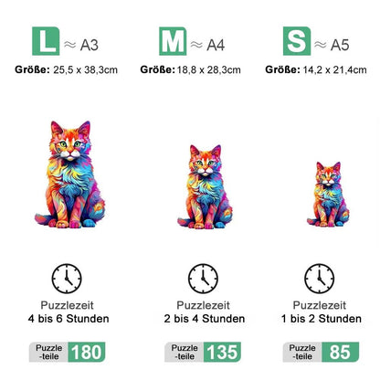 Lebensfreuden - Holzpuzzle 'Kater Kunterbunt' - Größen und Zeitaufwand